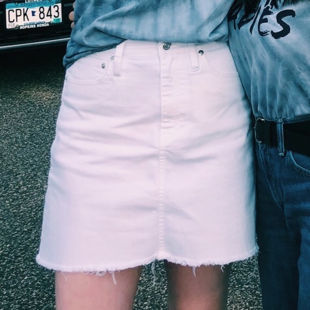 JCrew white denim mini skirt